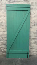 Teal Painted Sliding Barn Door, Vintage Inspired Z Design