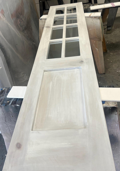8 Lite Glass French Door, Shaker Style Panel