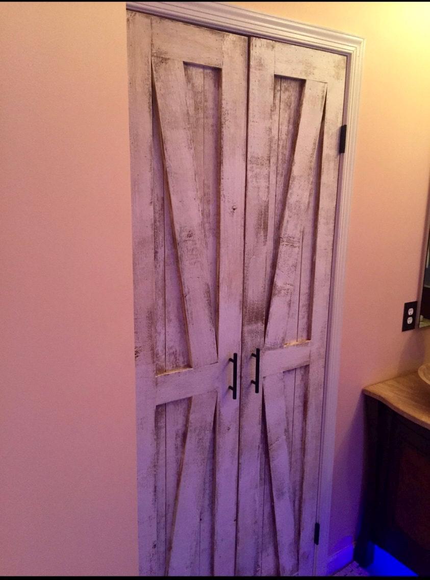 Shabby Chic Hinged Barn Door with British Brace
