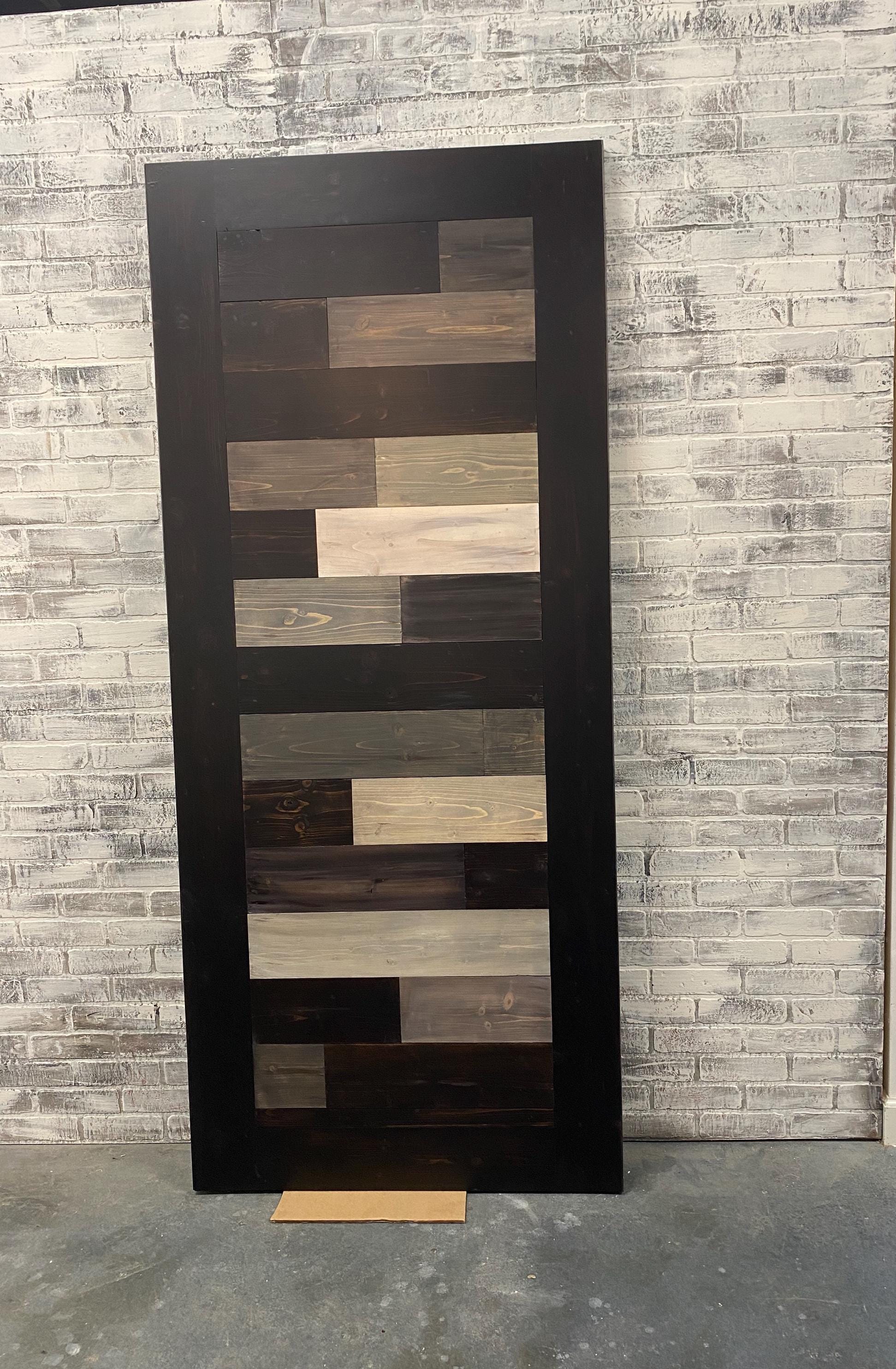Horizontal Plank Staggered Multi Stain Barn Door