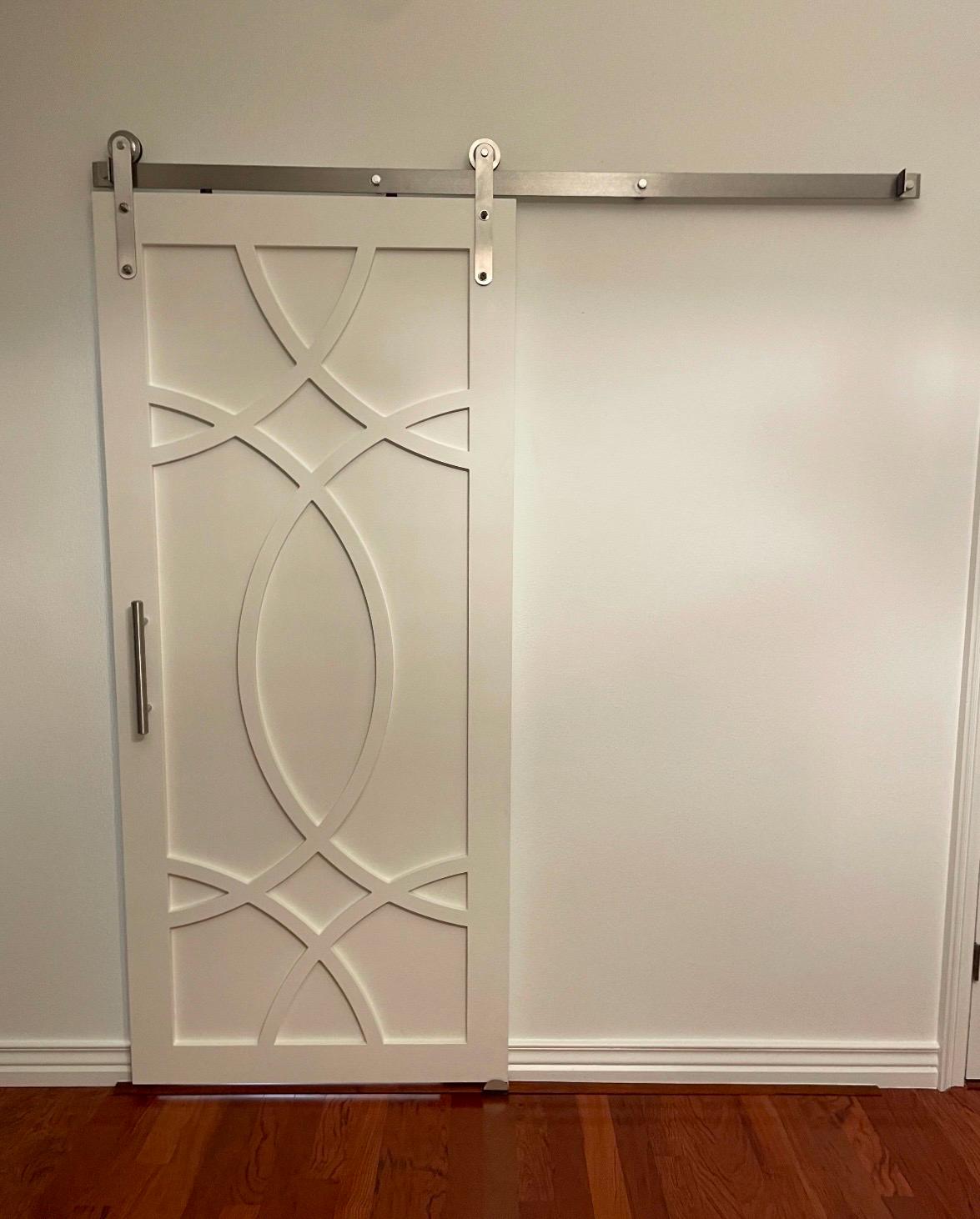 Custom Scroll Sliding Barn Door, Swirl Design Door