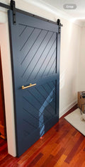 Custom Chevron Panel Barn Door, Modern Painted Wood