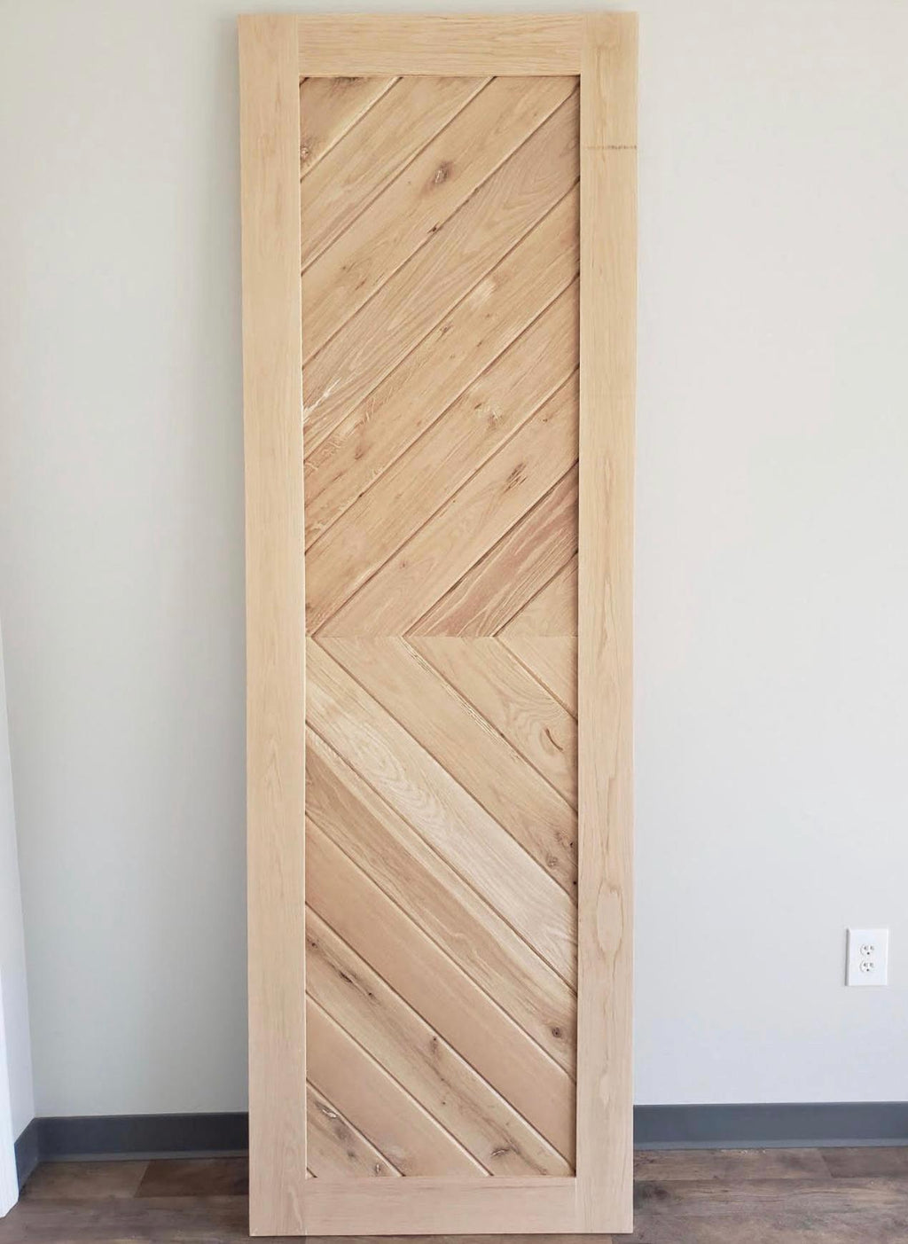 Custom White Oak Chevron Barn Door