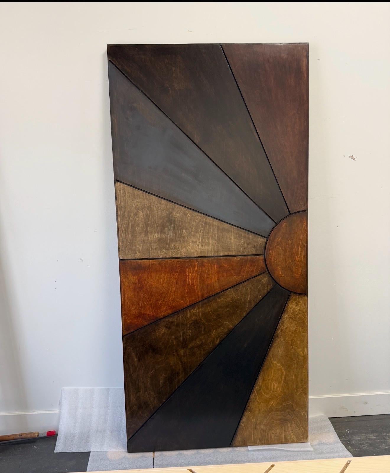 Sunburst Barn Door, Multi-Stain Wood Statement Piece