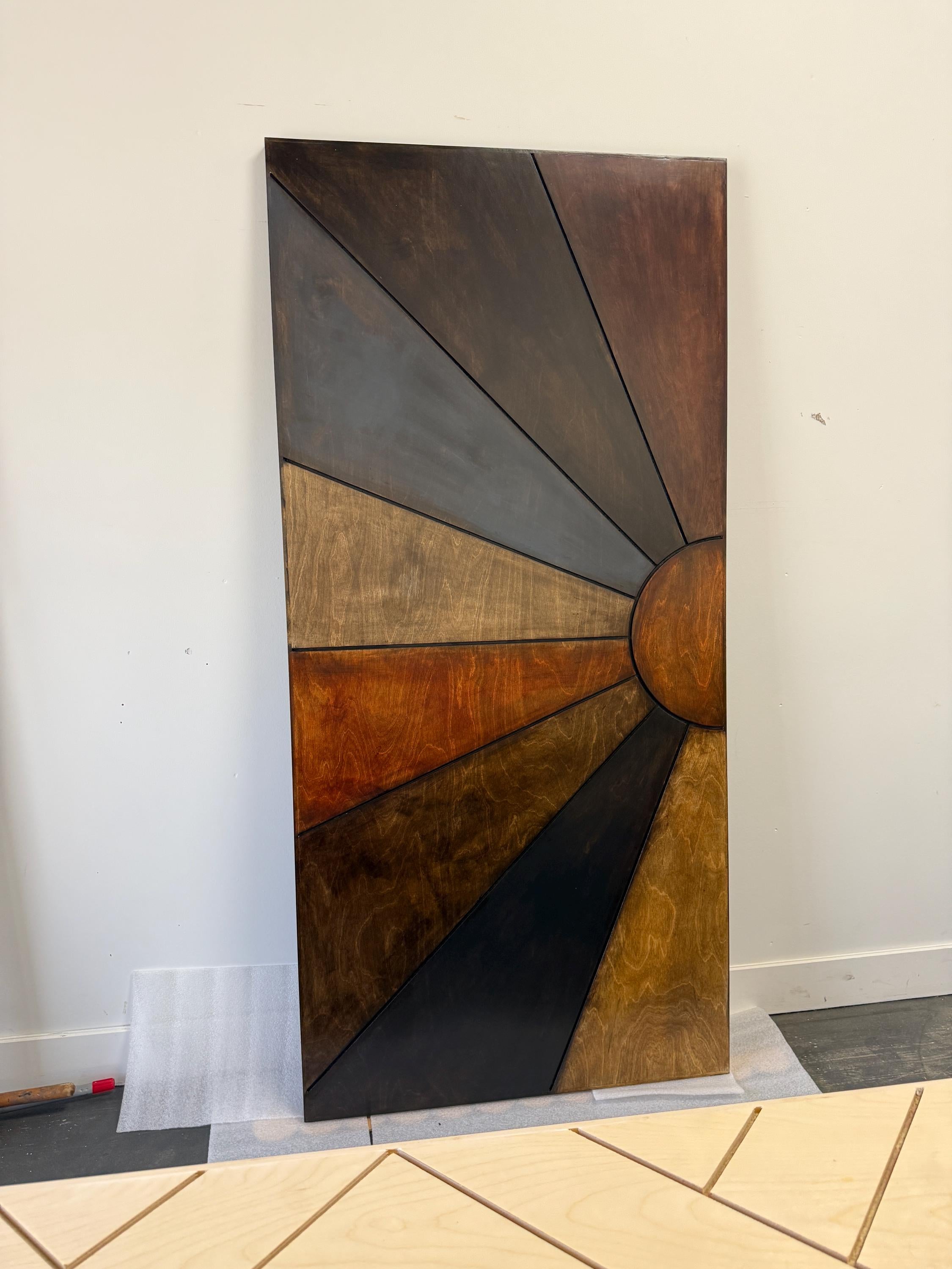 Sunburst Barn Door, Multi-Stain Wood Statement Piece