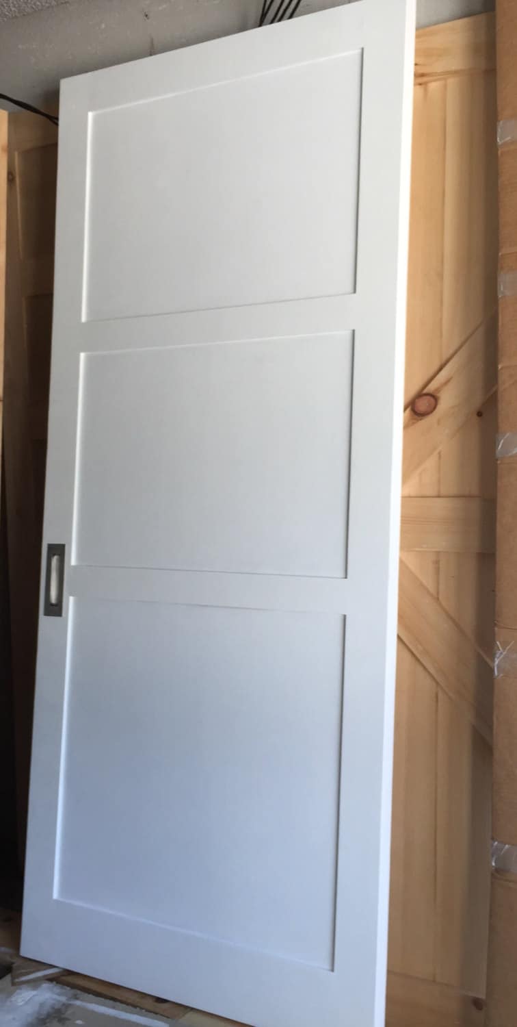 White Three Panel Sliding Barn Door