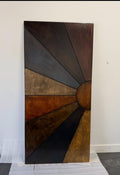 Sunburst Barn Door, Multi-Stain Wood Statement Piece
