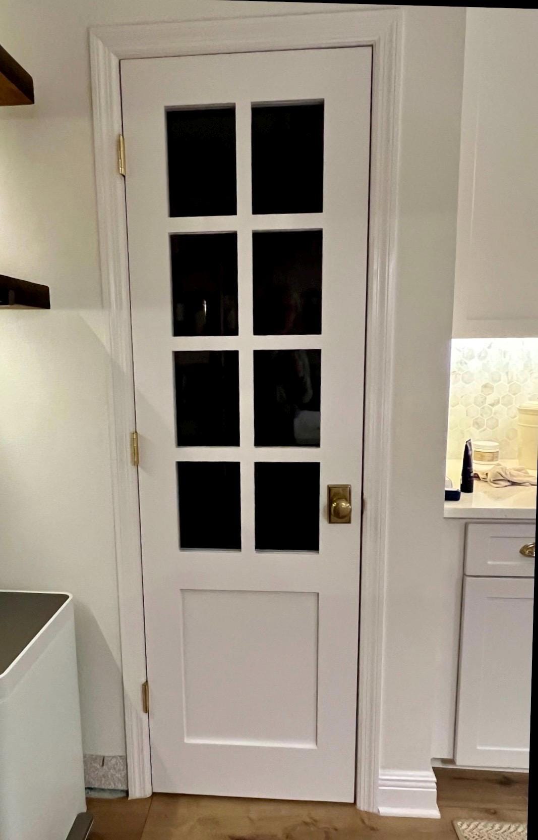 Custom Solid Wood French Door, Shaker Style Glass Pantry Door
