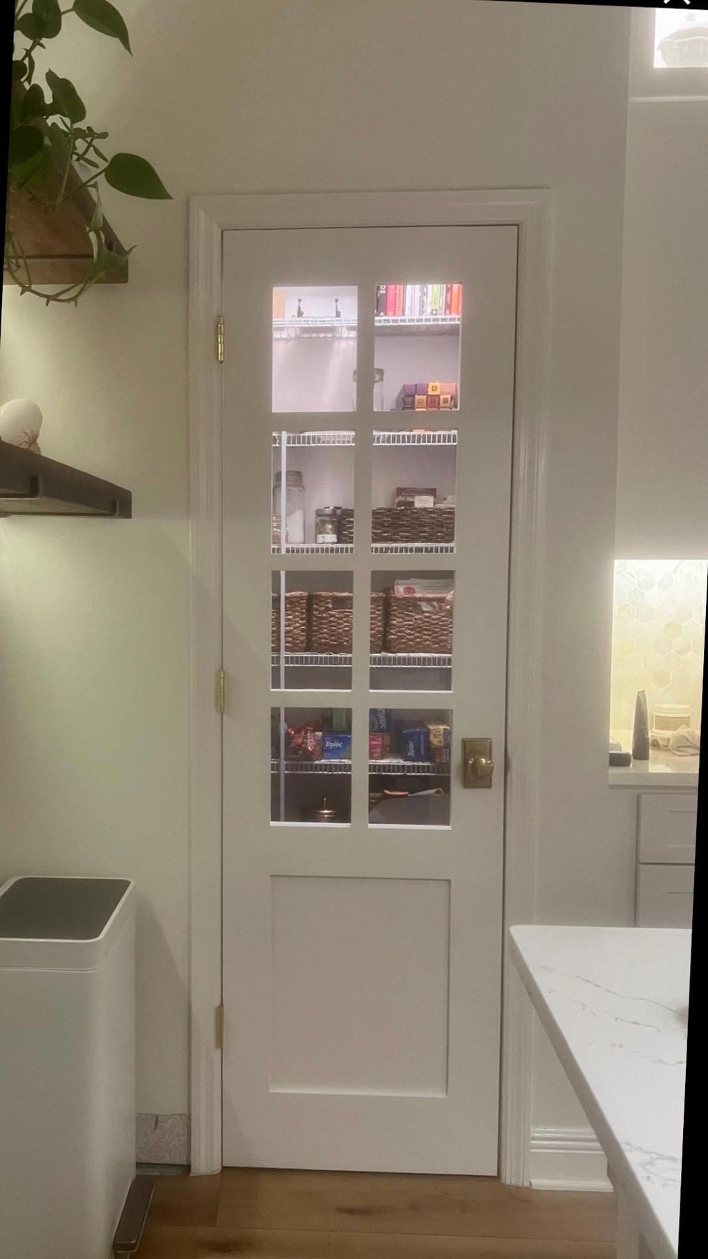 Custom Solid Wood French Door, Shaker Style Glass Pantry Door