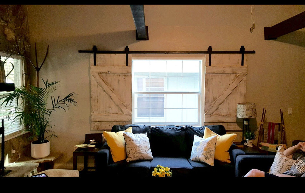 Shabby Chic Barn Door Shutters, Sliding Window Shutters