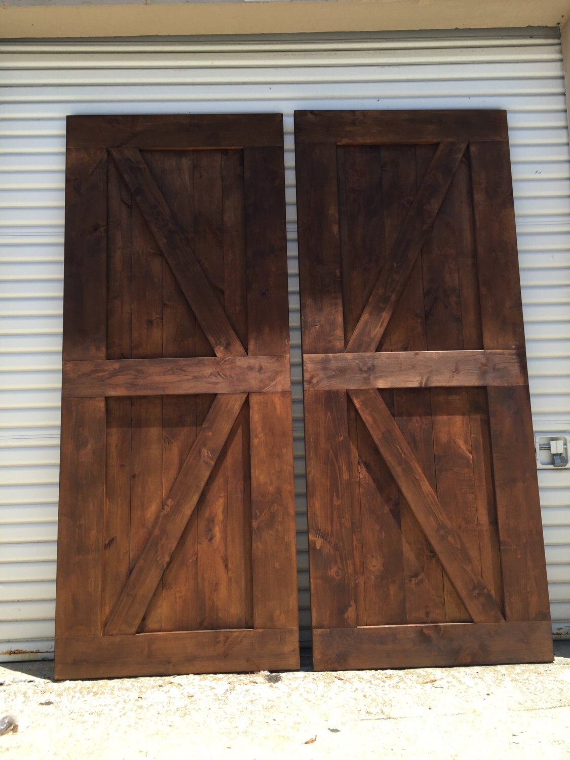 British Brace Rustic Barn Door, Custom Wood Sliding/Hinged